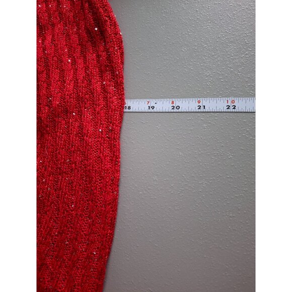 APT 9 Sequin Knit Sweater MRed Long Sleeve Holiday Party Pullover Minimalist - Picture 8 of 9